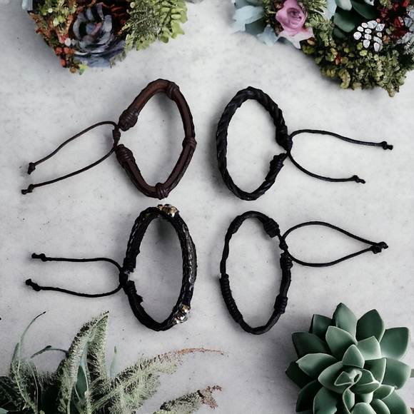 Unisex Leather Bracelet 4 Piece Set - Picture 4 of 9